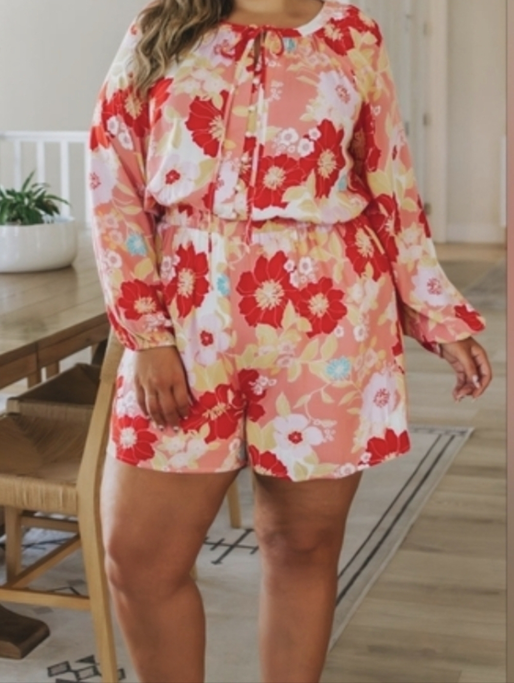 NEW...Emily Wonder Pink Floral Romper...SIZE:1X